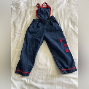 Playful Blue and Red Overalls with Elastic Waistband